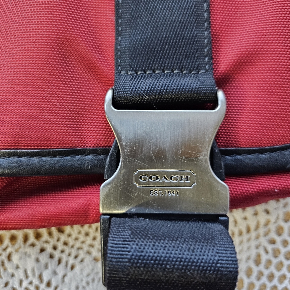 Mens/Women's Coach Messenger Bag, BURNT RED COLOR NYLON, Not Bright Red - Picture 7 of 16